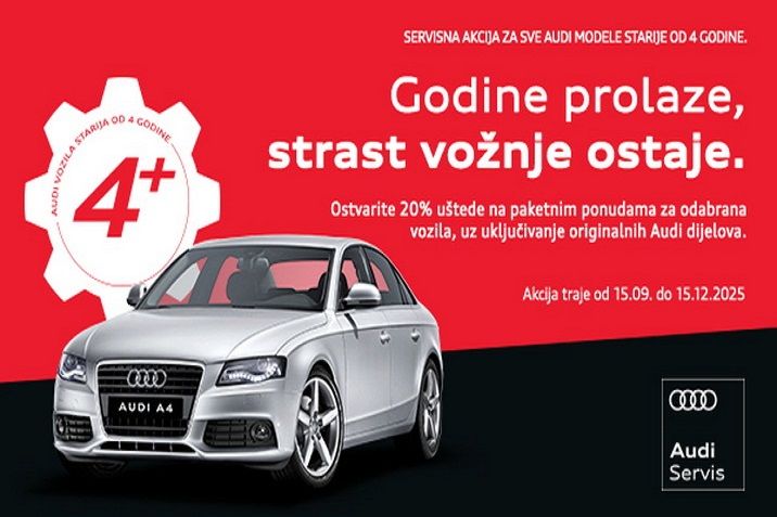 Ostvarite 20% uštede na paketnim ponudama za Audi vozila sa original dijelovima